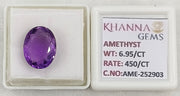 6.95/CT Natural Amethyst Gemstone with Govt. Lab Certificate